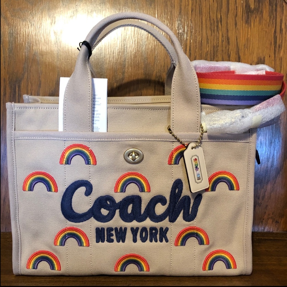 NWT-Coach-Rainbow🌈Embroidered Cargo Tote Bag-Rainbow🌈Strap-$350